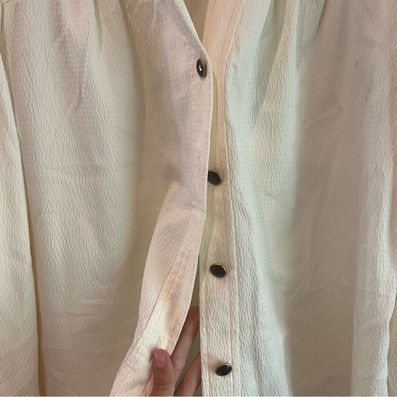 Women’s charter club cream textured button up long sleeve blouse size large 14 - Picture 4 of 6